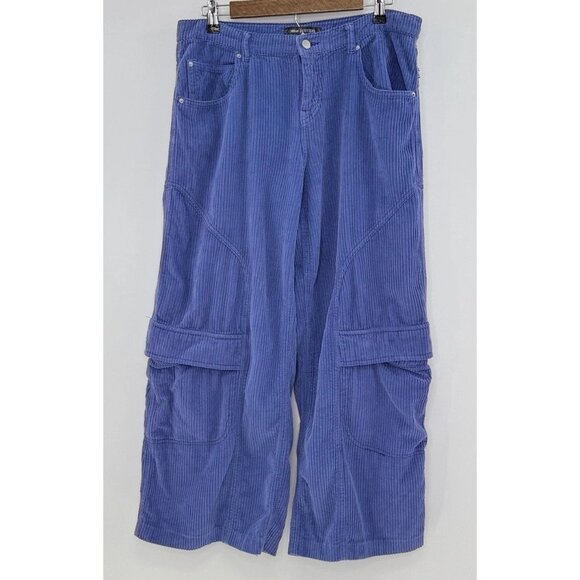 Urban Outfitters BDG Pants Blue Corduroy Cargo Wide Leg Baggy Y2K Grunge Punk 30 - Picture 1 of 10